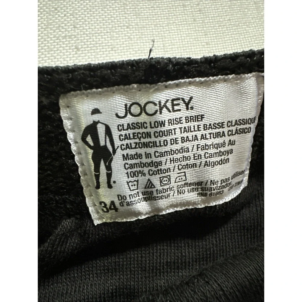 Men's 3 Pairs Jockey Classic Collection Low-Rise Briefs Black NIP 100% Cotton 34